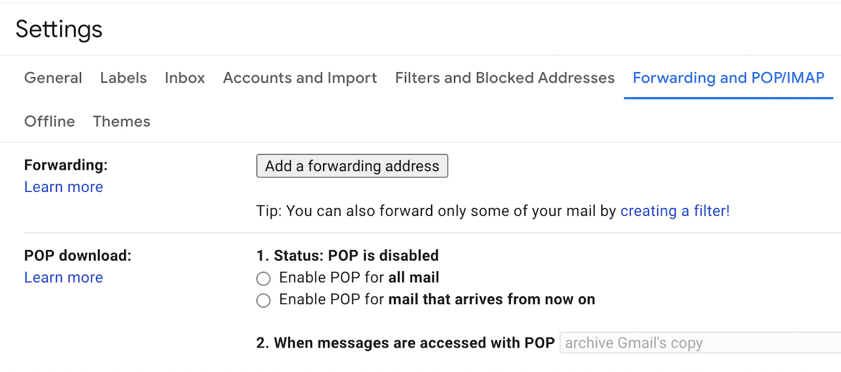 Gmail设置电子邮件转发