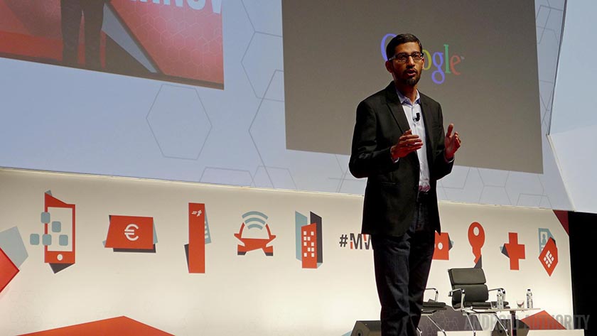 Google Alphabet首席执行官Sundar Pichai在舞台上
