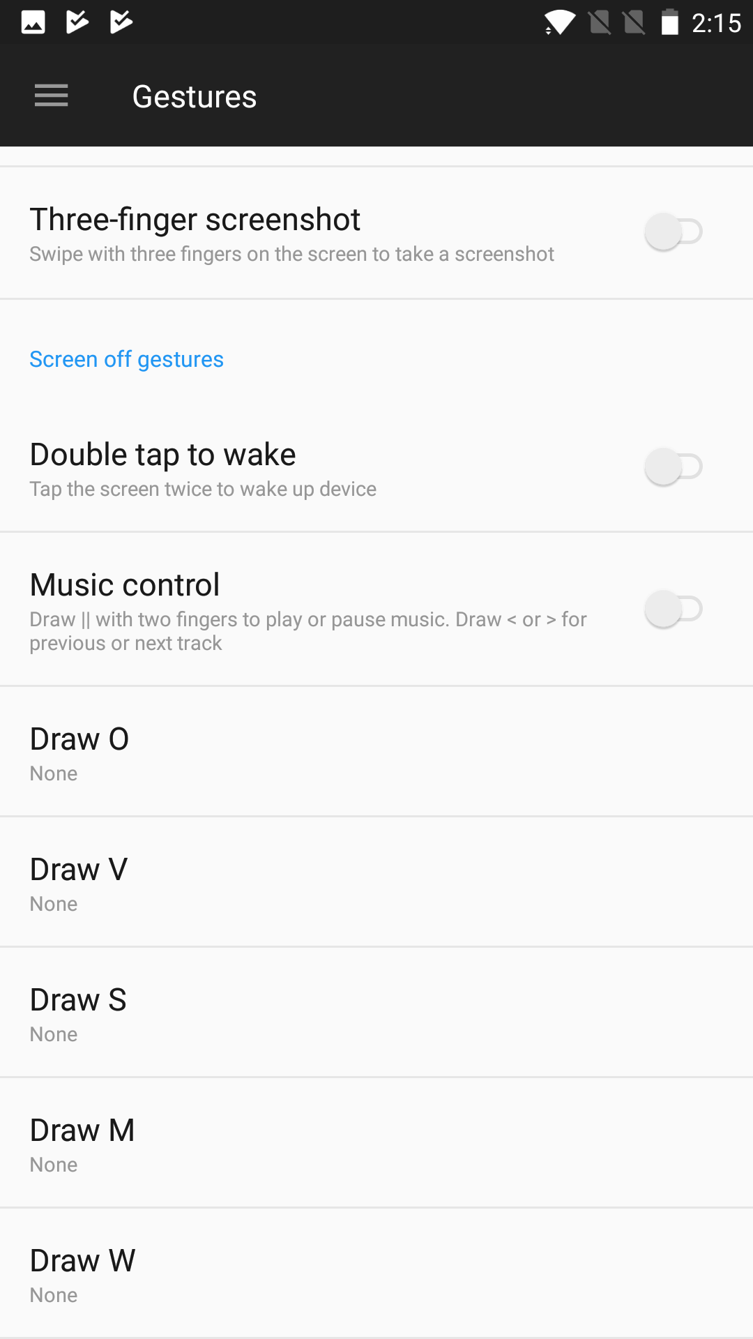 OnePlus智能手机上的筛选手势。