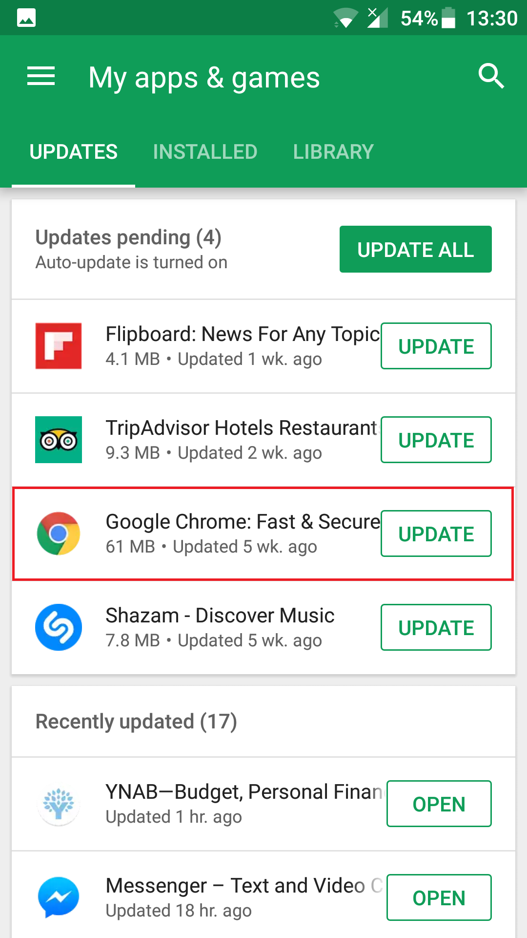 在Google Chrome中更新应用程序