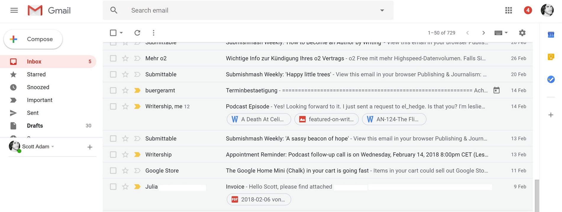 新的Gmail附件