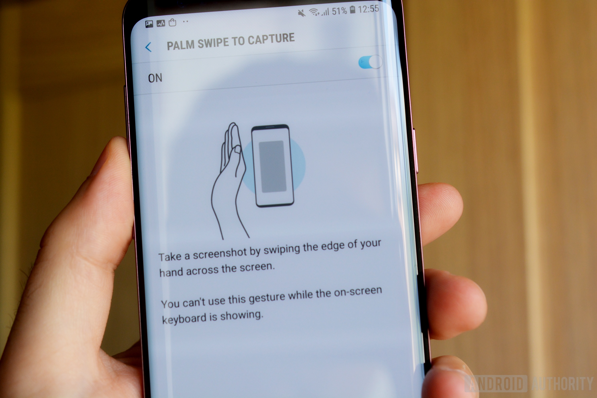 如何拍摄屏幕截图Galaxy S9 Plus Palm Swipe