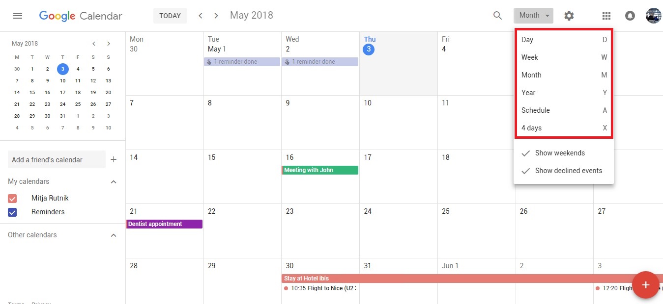 如何在Google日历中显示事件