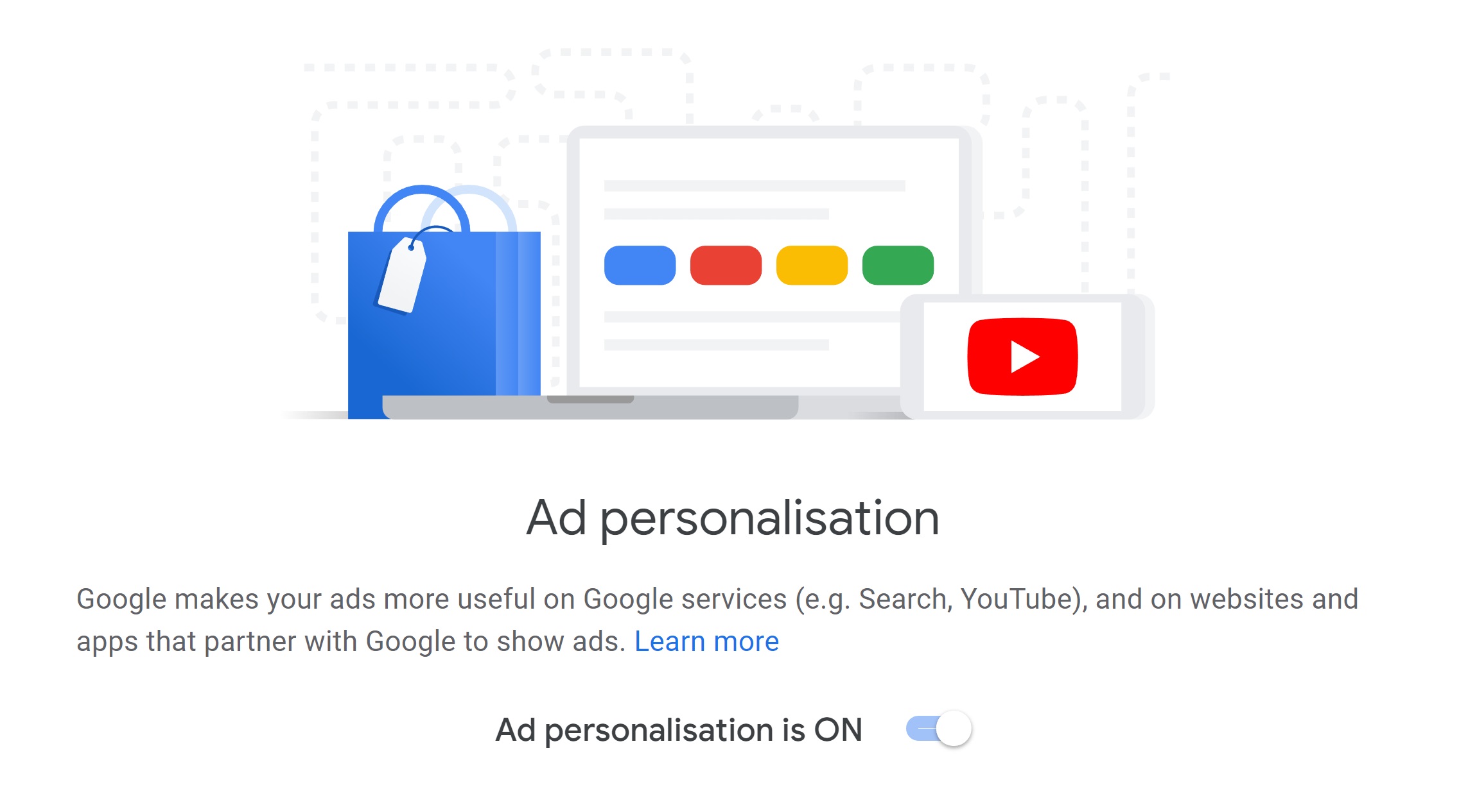 Google AD个性化横幅从其广告服务网页上。