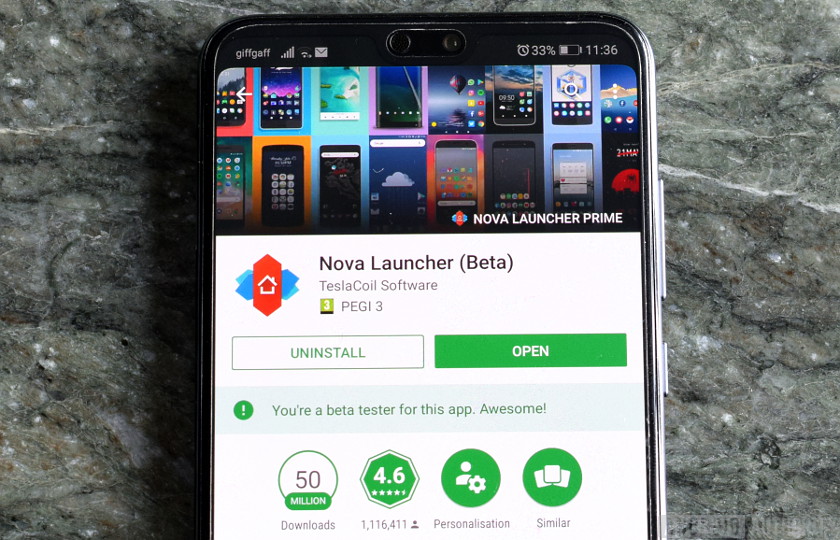 Nova Launcher在Google Play应用程序中列出