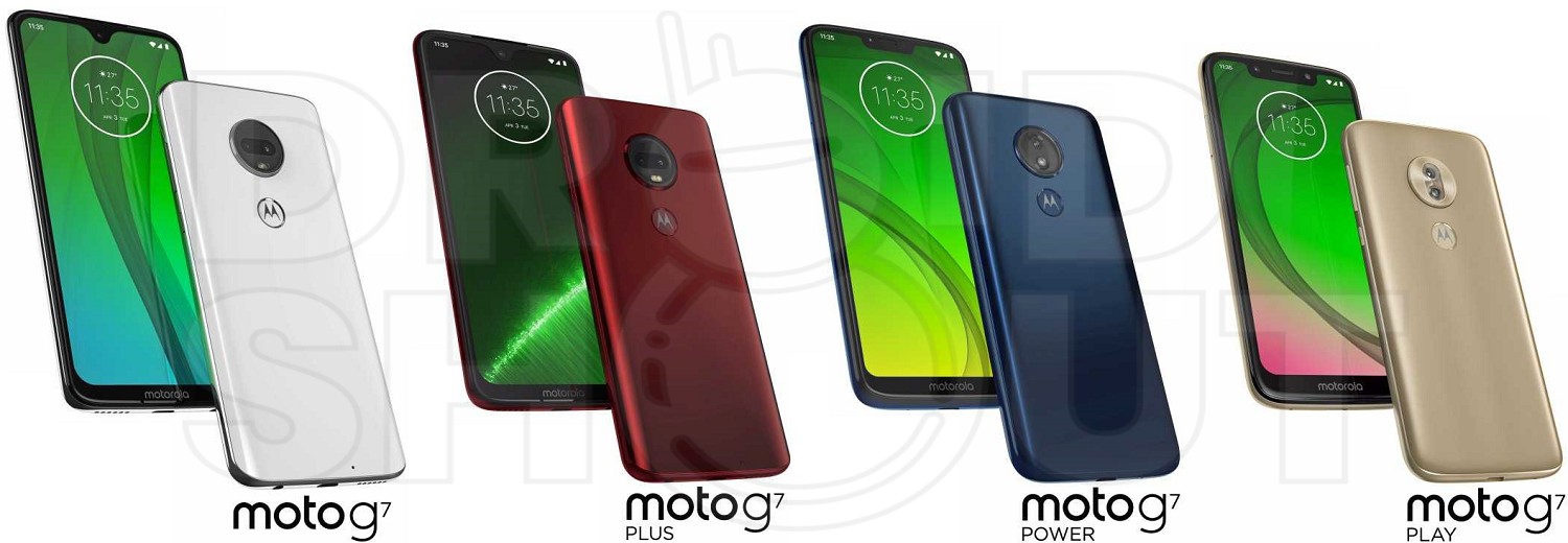 据称是Moto G7系列的渲染，其中包含四台智能手机。