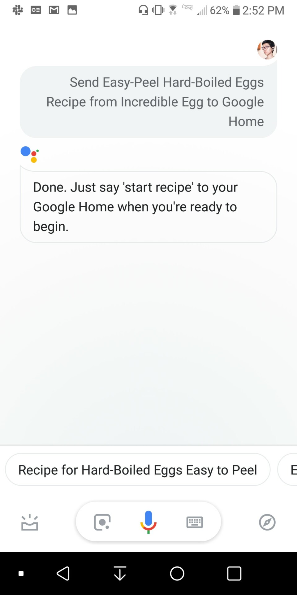 Google Assistant准备将食谱发送到Google Home大声朗读。