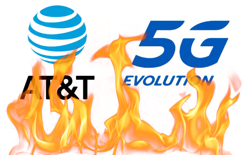 ATT 5G进化徽标着火