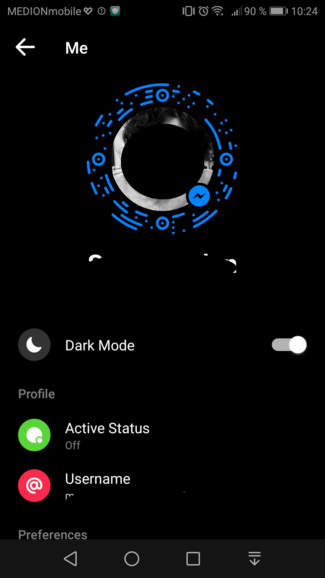 Facebook Messenger Dark Mode屏幕截图