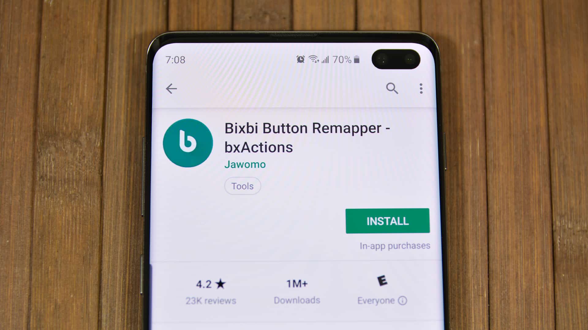 来自Google Play商店的BIXBI按钮remapper应用程序的照片