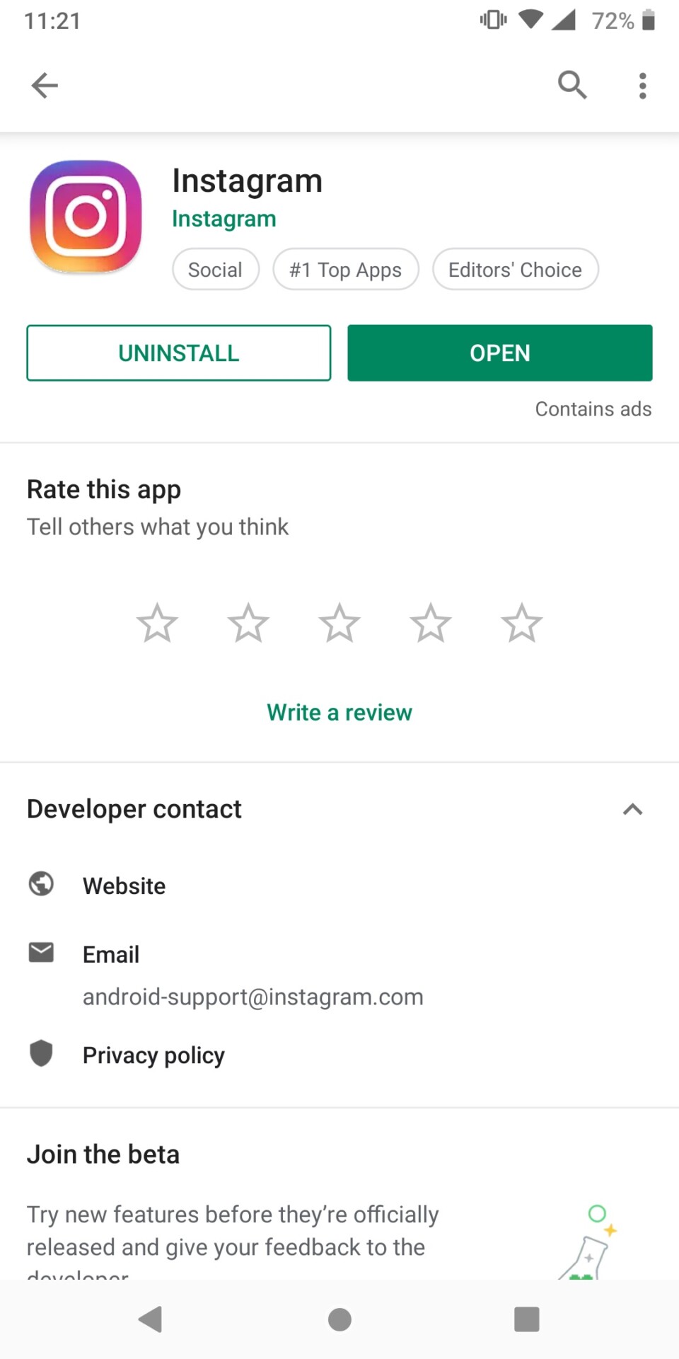 Google Play商店卸载应用程序