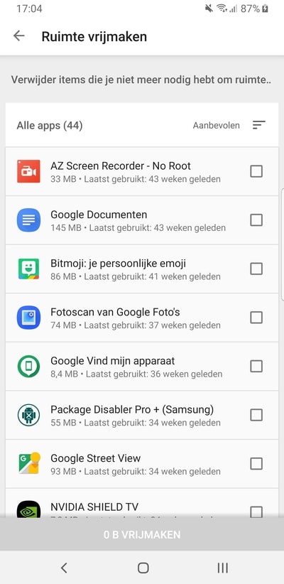 屏幕快照显示了Google Play商店的最新更新，该更新是您已安装但未使用的应用程序的通知。