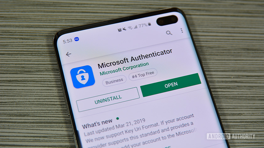 Google Play商店上的Microsoft Authenticator的照片。
