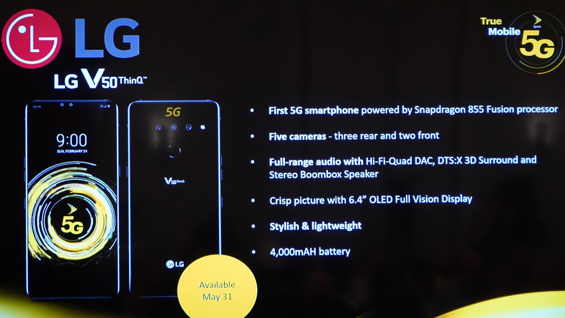 Sprint 5G发射LG V50 ThinQ