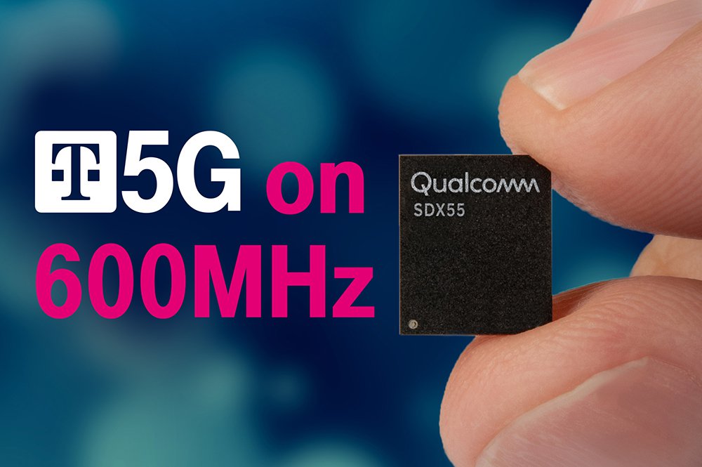 Qualcomm Snapdragon 855芯片组的T-Mobile 5G促销照片，该照片支持5G和600MHz频段。