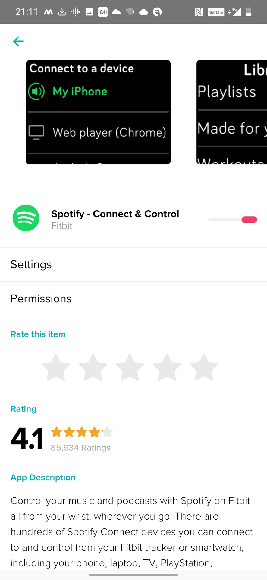 Fitbit Spotify应用程序