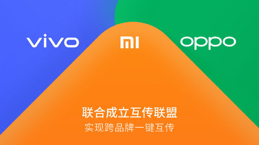 宣布小米，Vivo和Oppo的文件共享功能的海报。