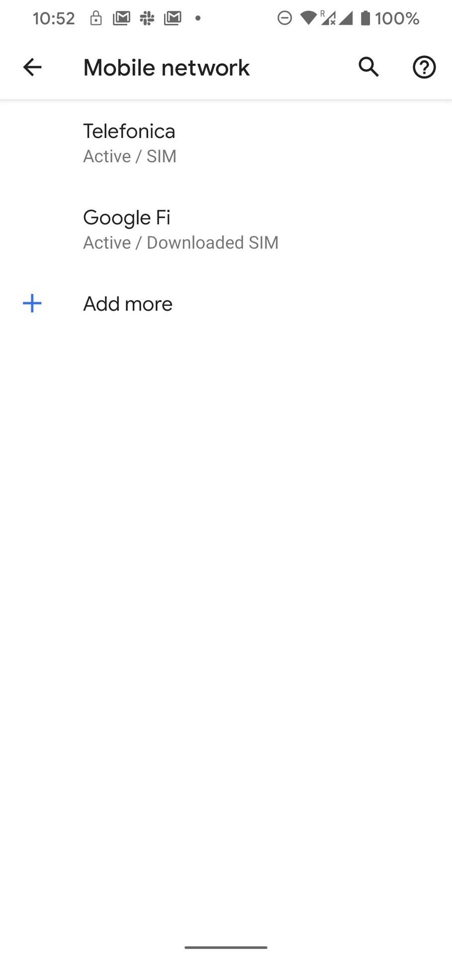 Google Pixel 4双模拟双待机菜单