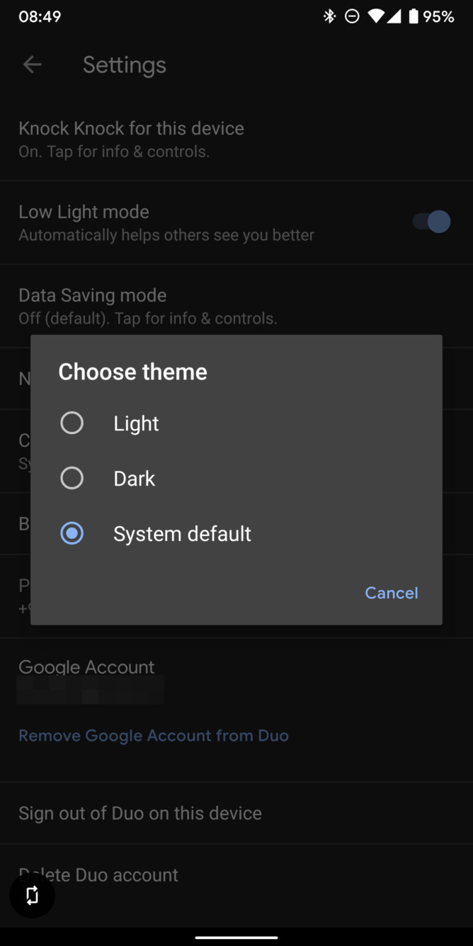 Google Duo Dark模式3