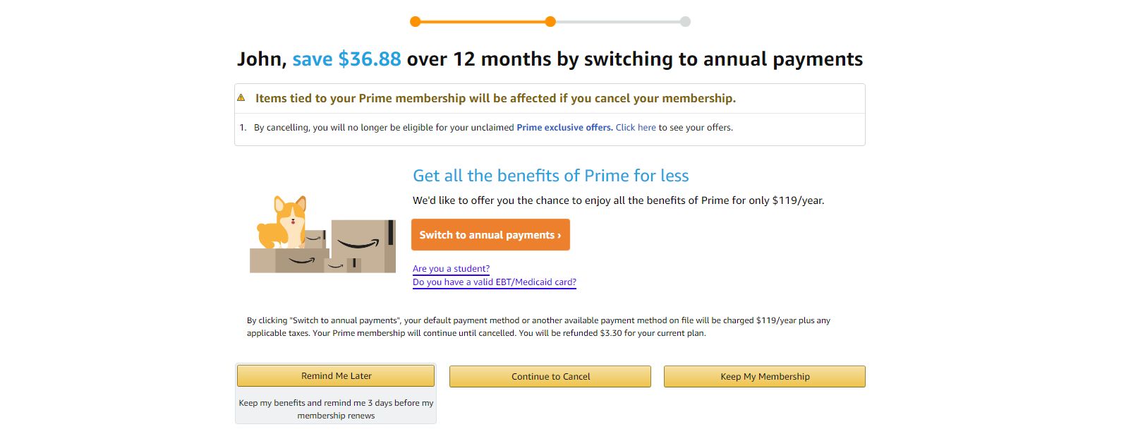 Amazon Prime取消会员屏幕2