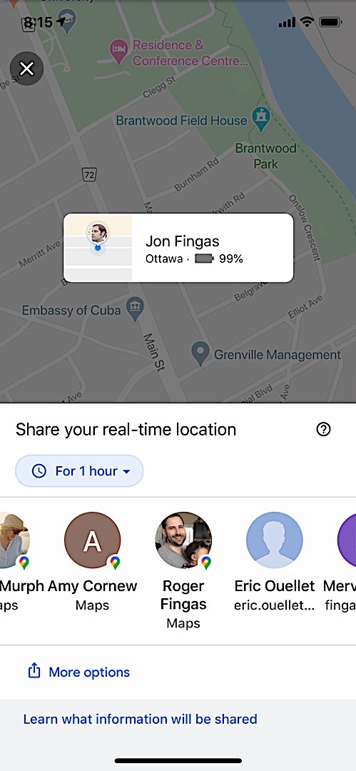 Google地图位置在iOS上共享