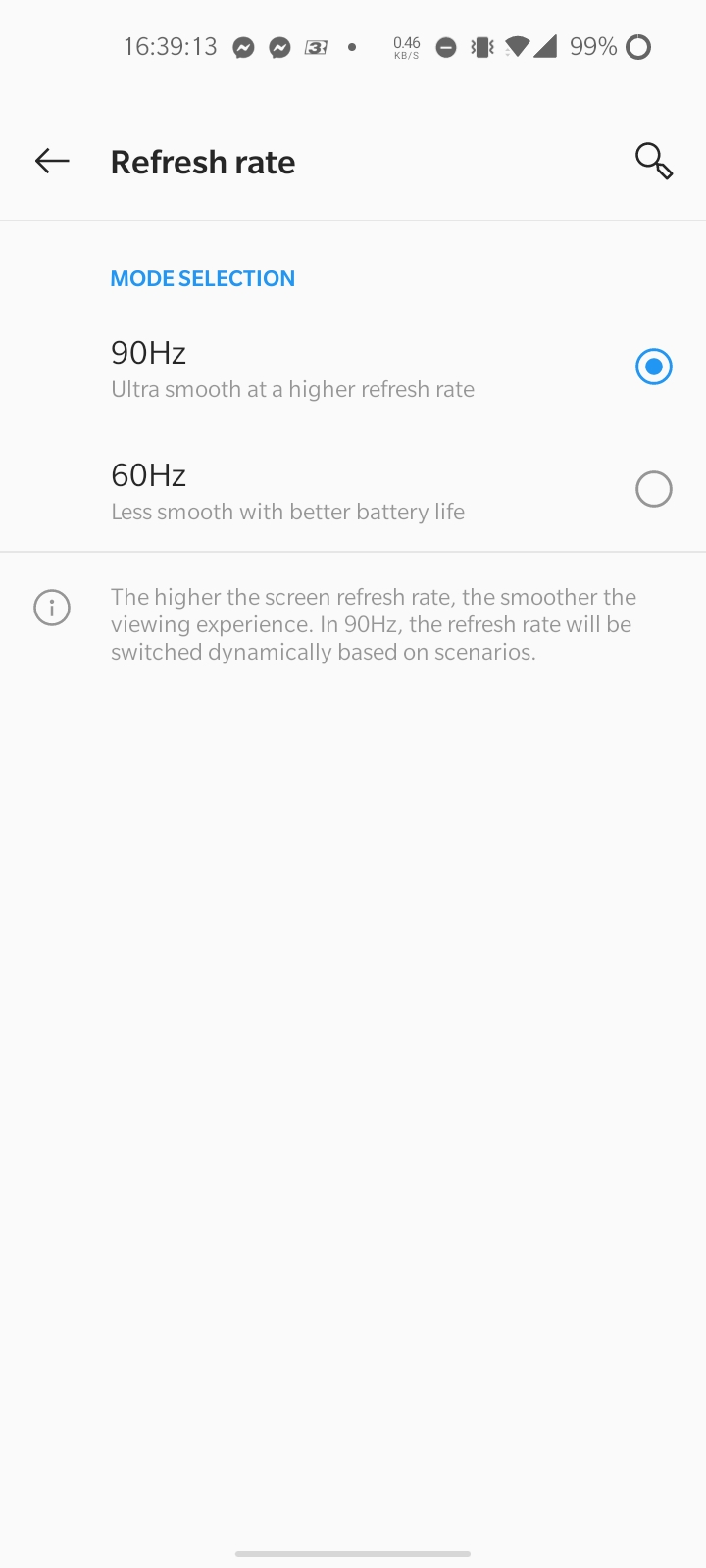 OnePlus nord N100刷新率选择屏幕