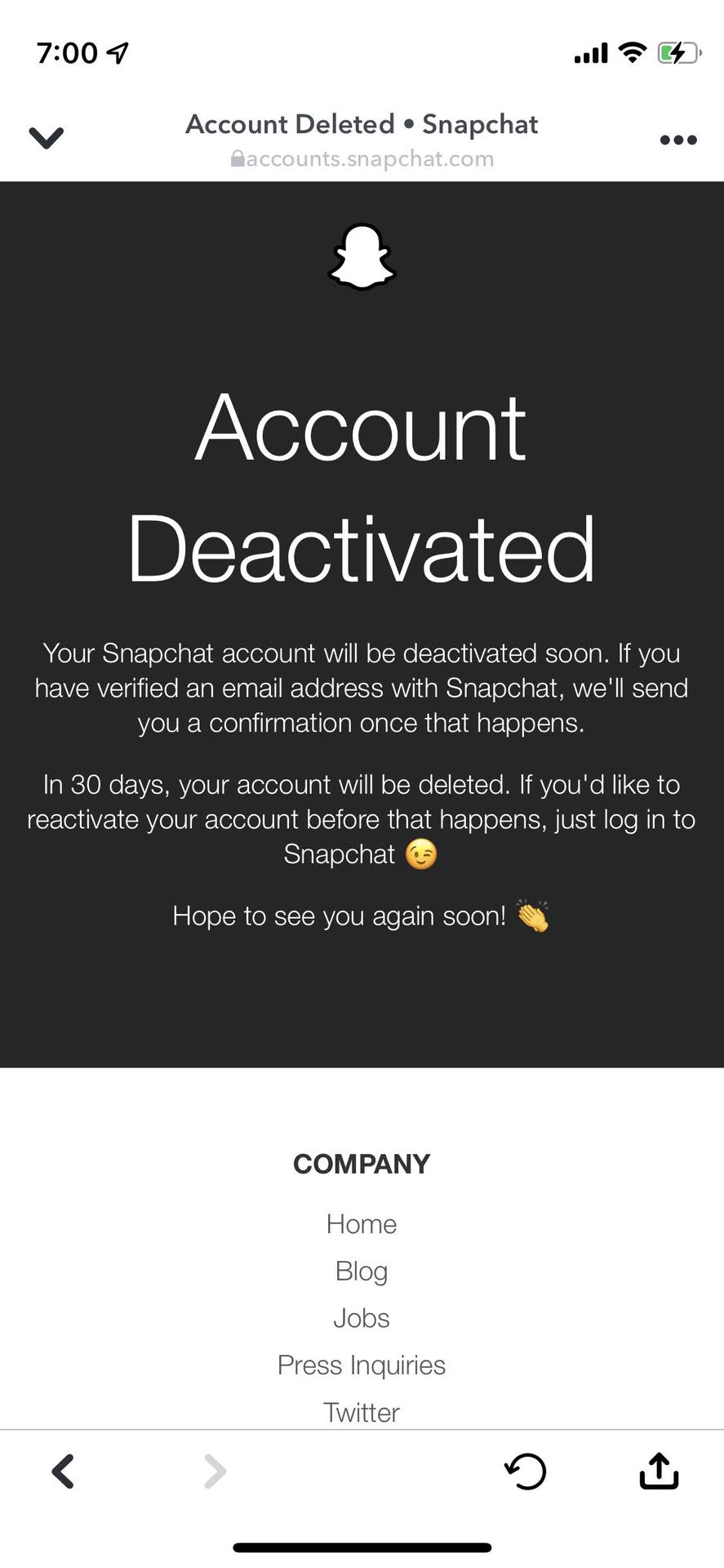删除Snapchat帐户iOS 5