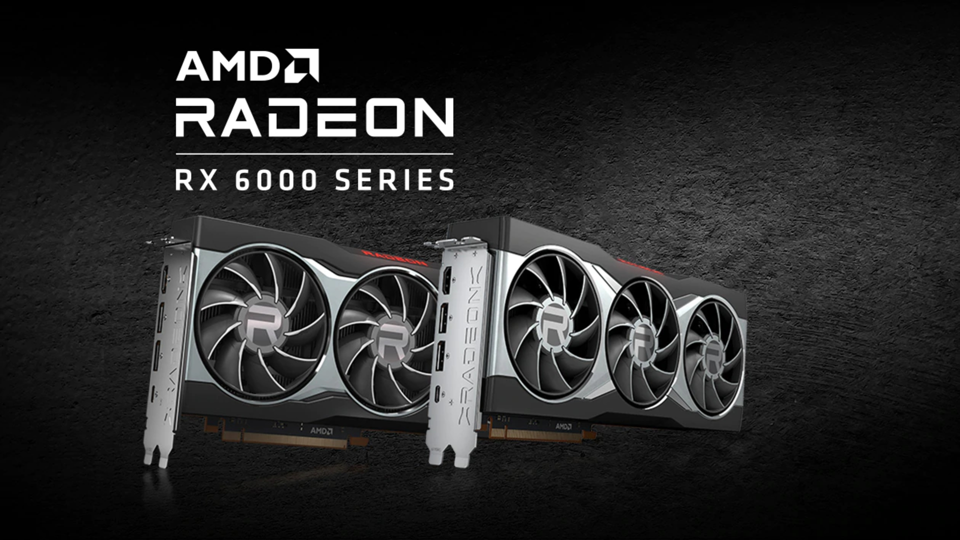 AMD Radeon RX 6000系列GPU在灰色背景上