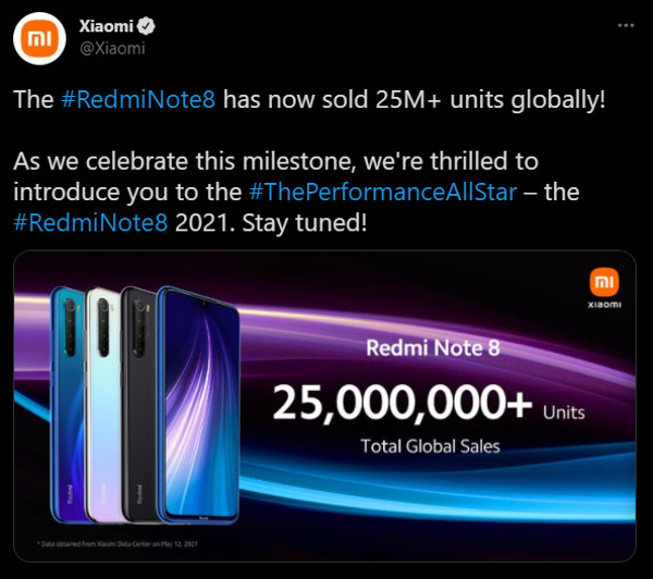 Redmi Note 8 2021官方推特