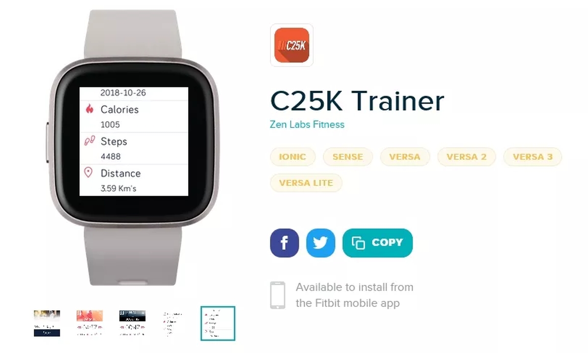 C25K培训师Fitbit Apps 1