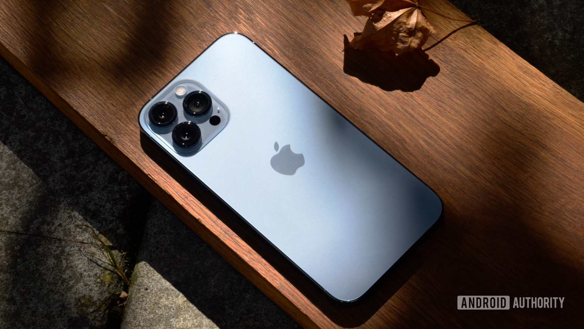 苹果iphone 13 pro max英雄图像在木头上