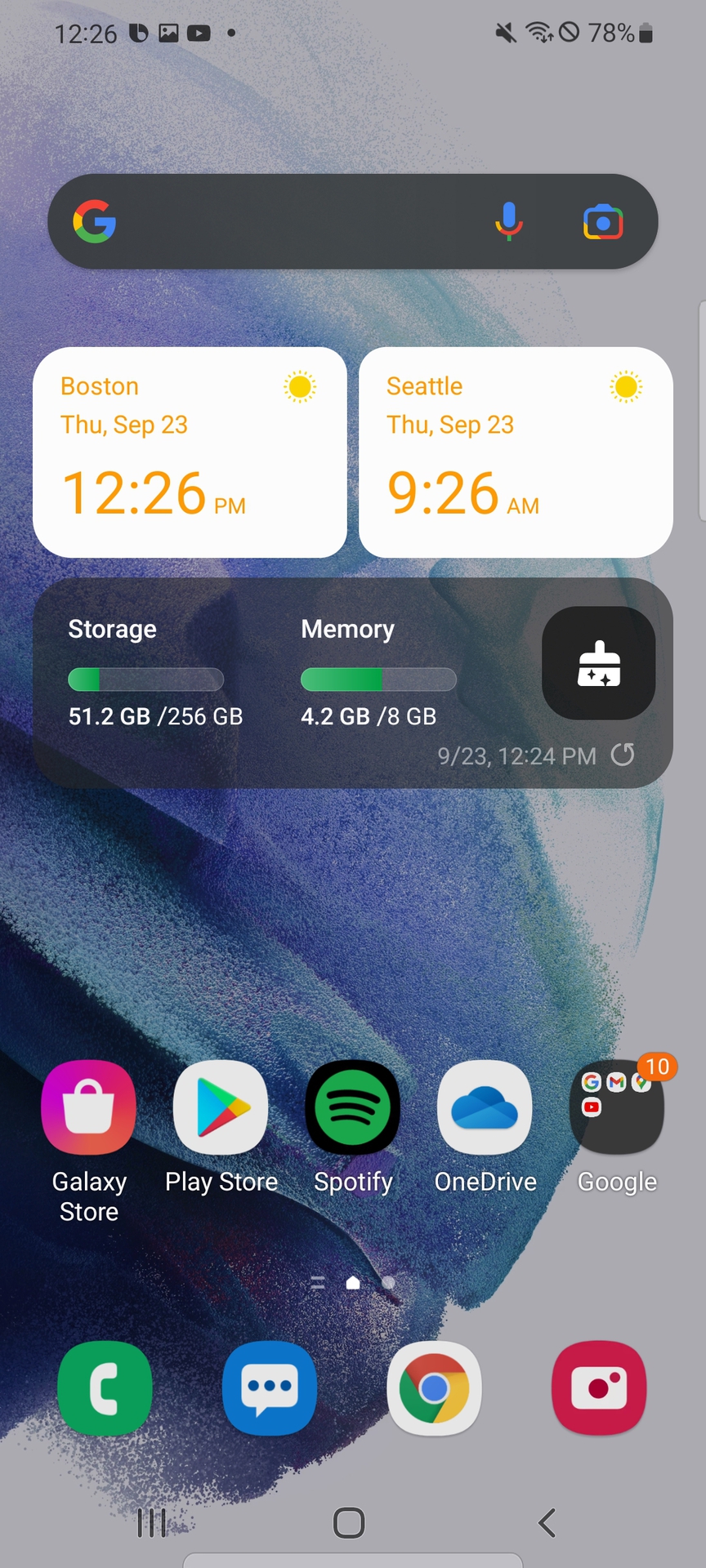 Samsung One UI 4 Beta在三星Galaxy S21上运行的屏幕截图