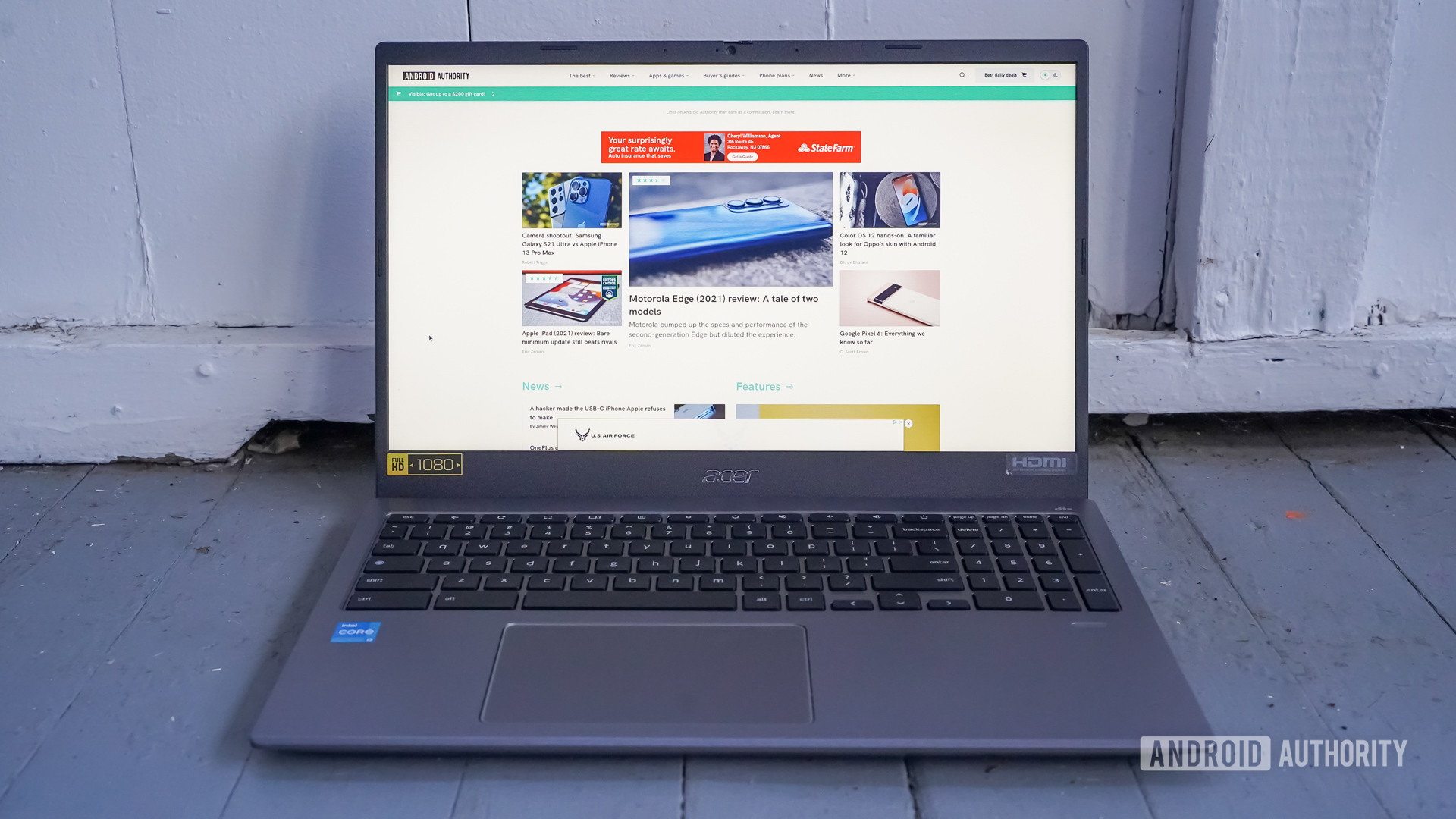 Acer Chromebook 515显示屏和键盘
