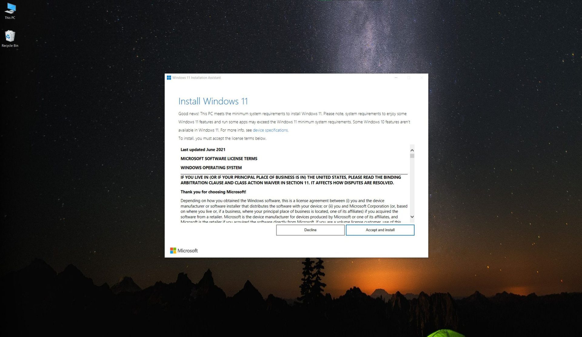 Windows 11安装助手许可证