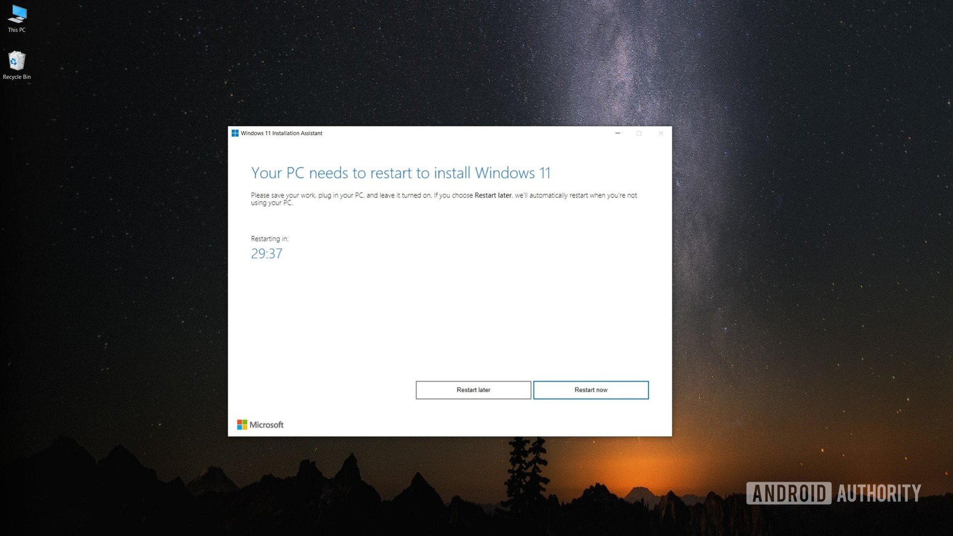 Windows 11安装助手重新启动提示