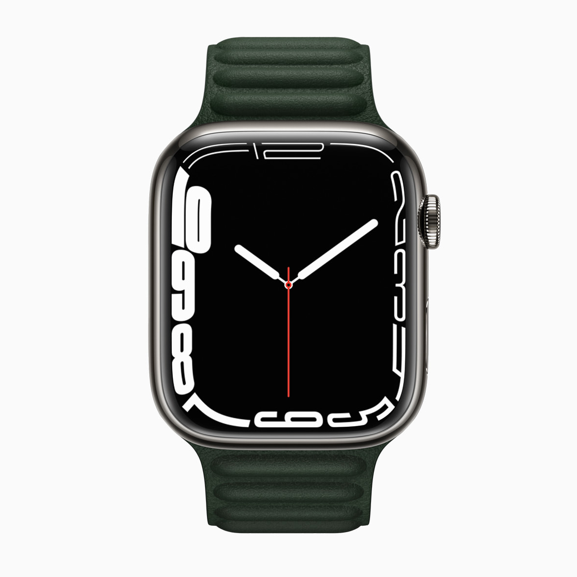 Apple Watch系列7按渲染绿皮革表带