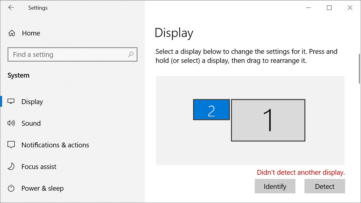 Windows 10设置未检测到另一个显示。