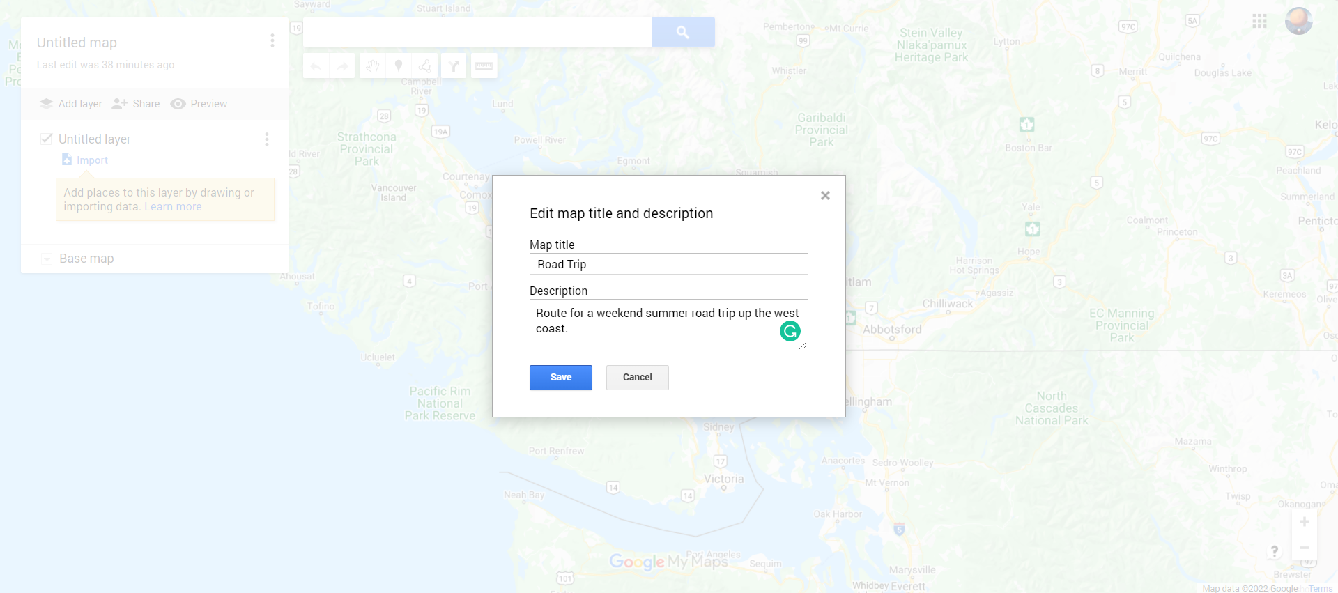Google地图自定义地图名称和描述