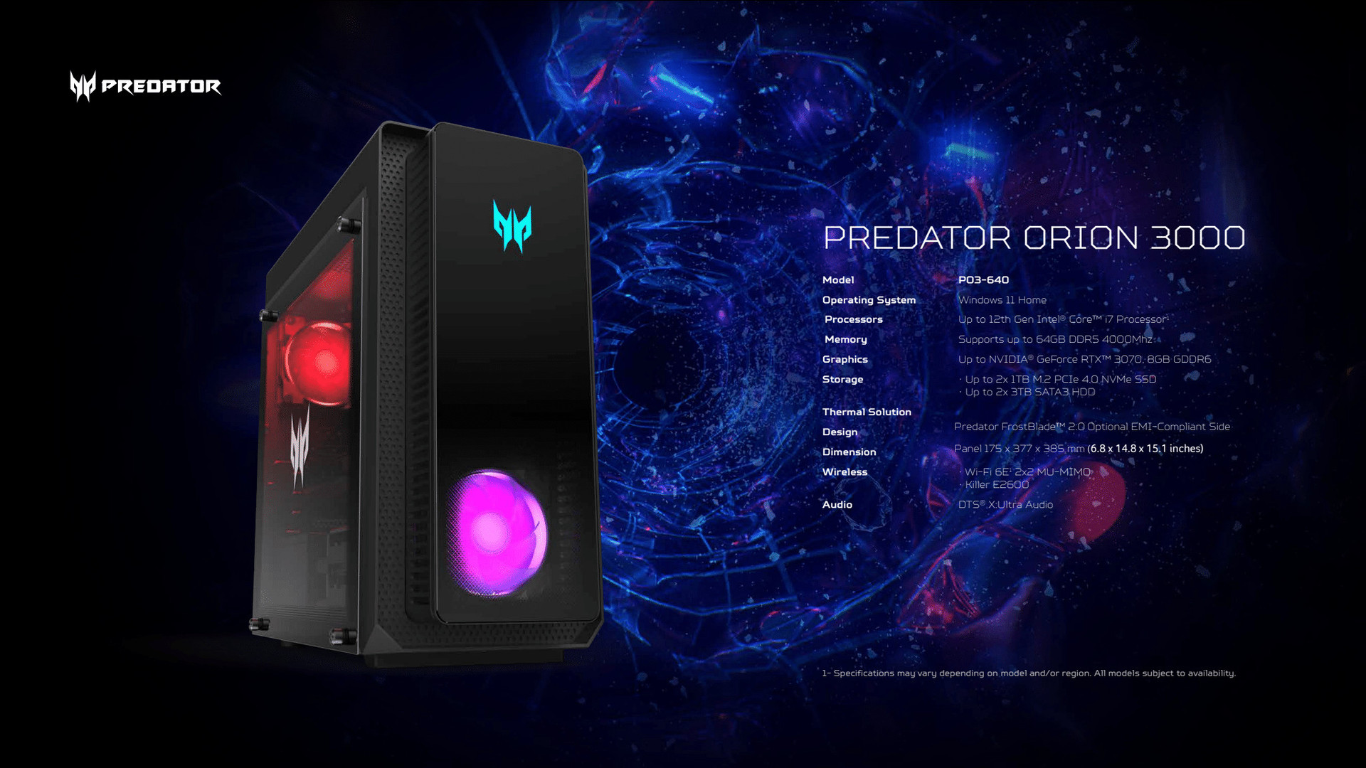 Acer Predator Orion 3000规格表