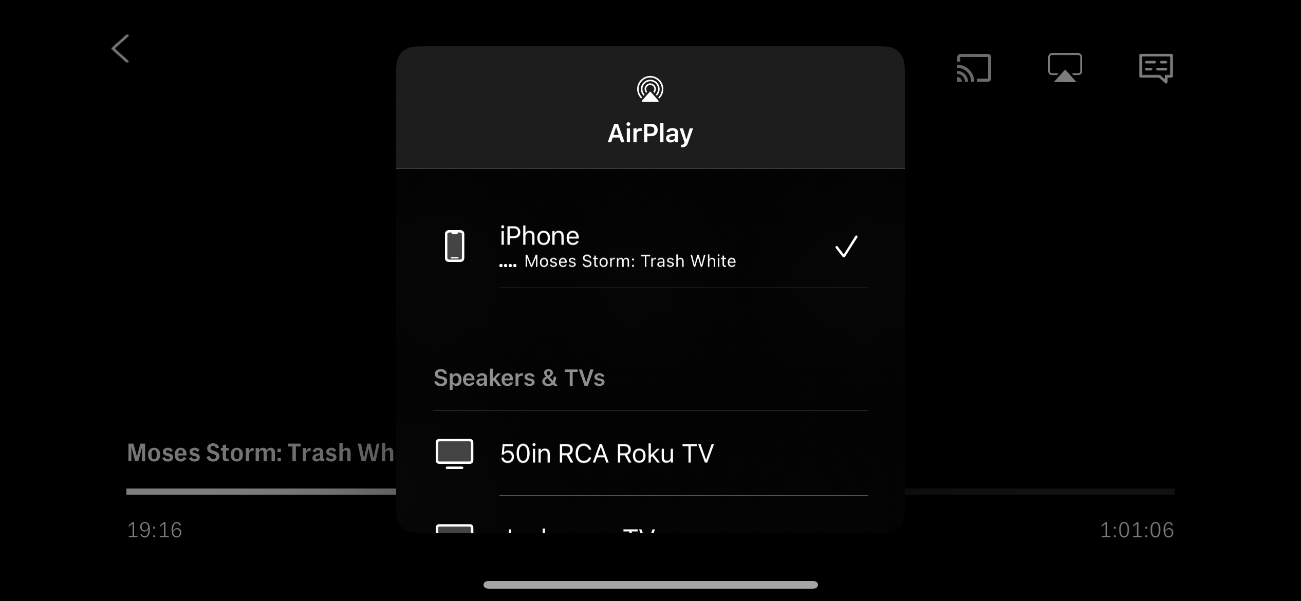 在HBO Max App中选择AirPlay输出
