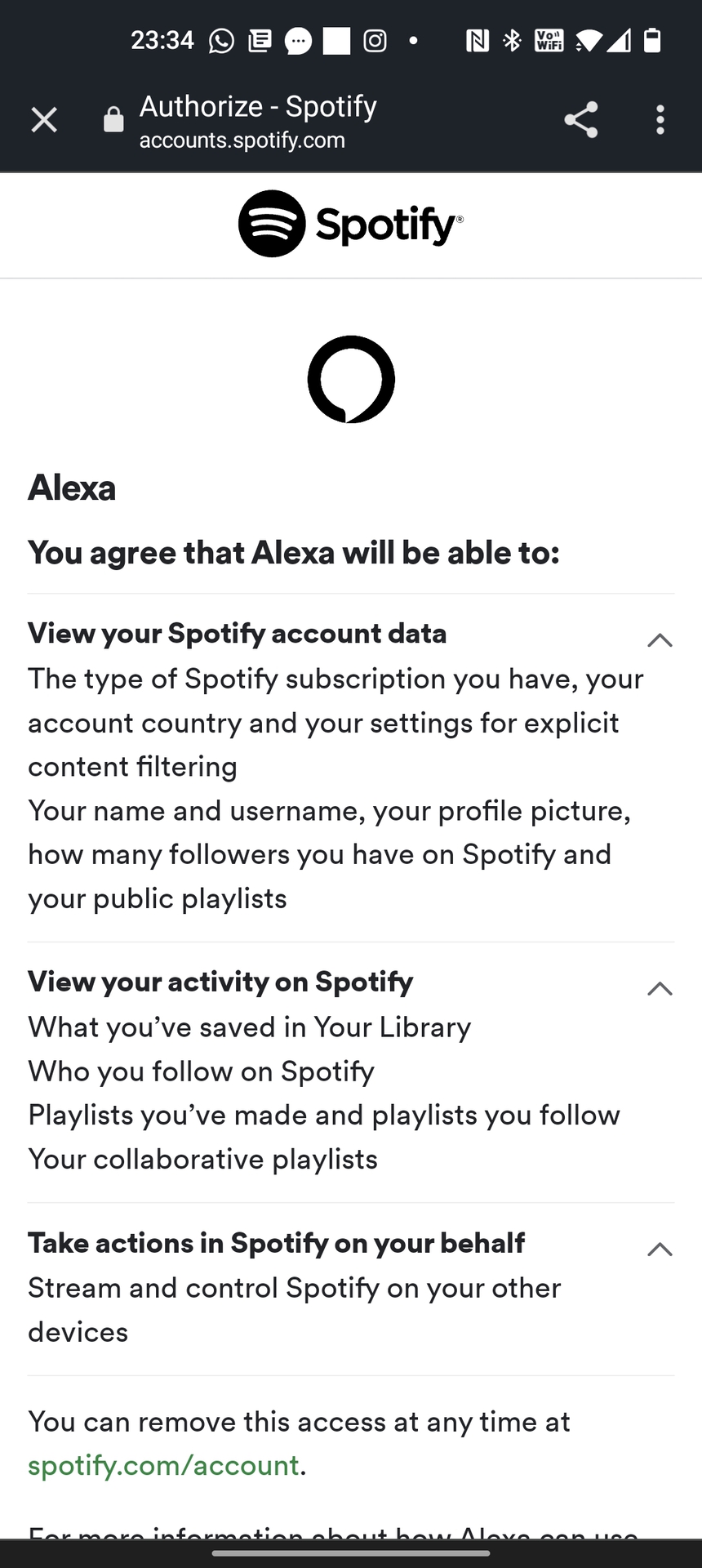 授权Spotify Alexa