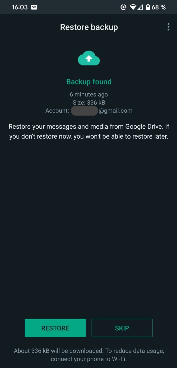 WhatsApp bob体育提现Android GDRIVE档案检测到1