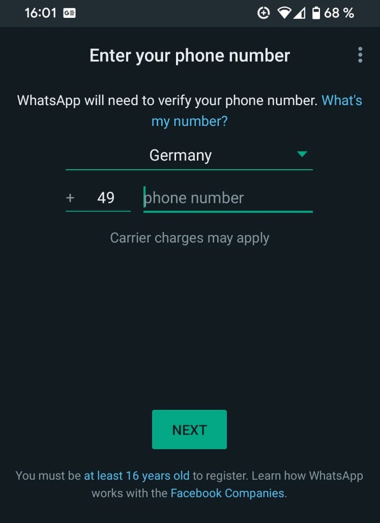 WhatsApp bob体育提现Android验证电话号码