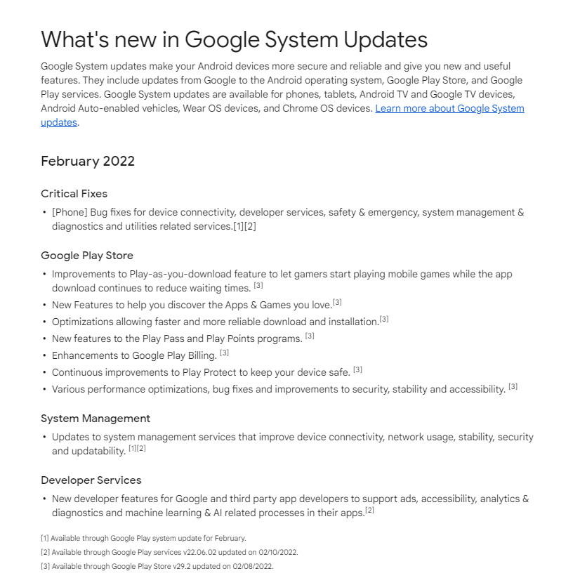 谷歌二月2022年更新