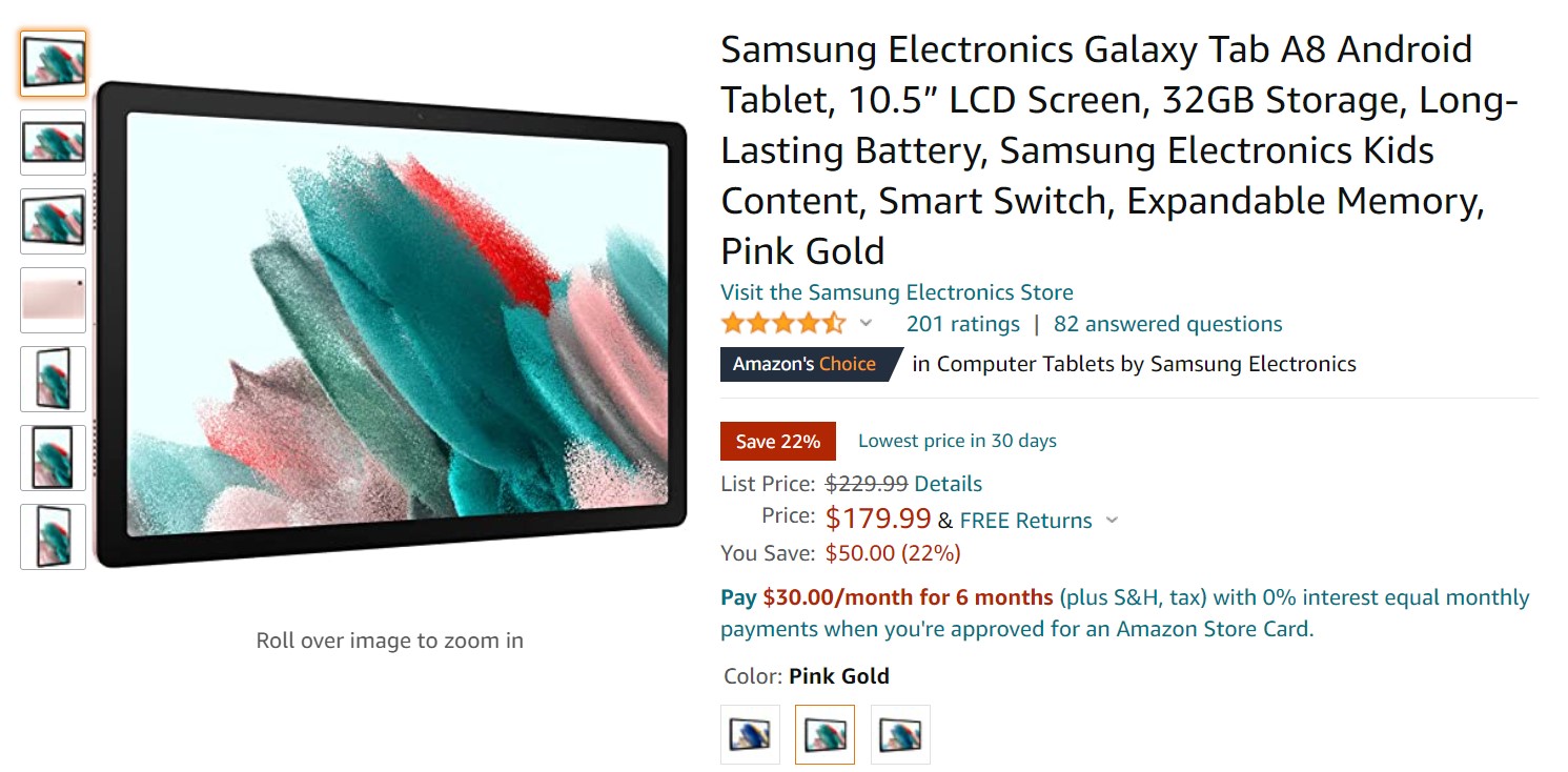 三星Galaxy Tab A8 Amazon Deal 1