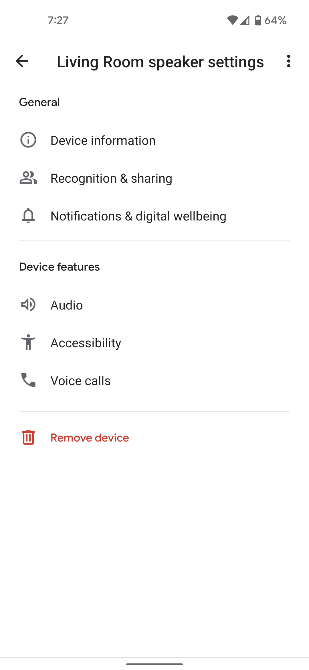 Google Home应用程序中的Google Nest Audio扬声器设置。