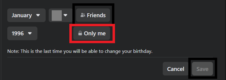 Facebook生日只有我