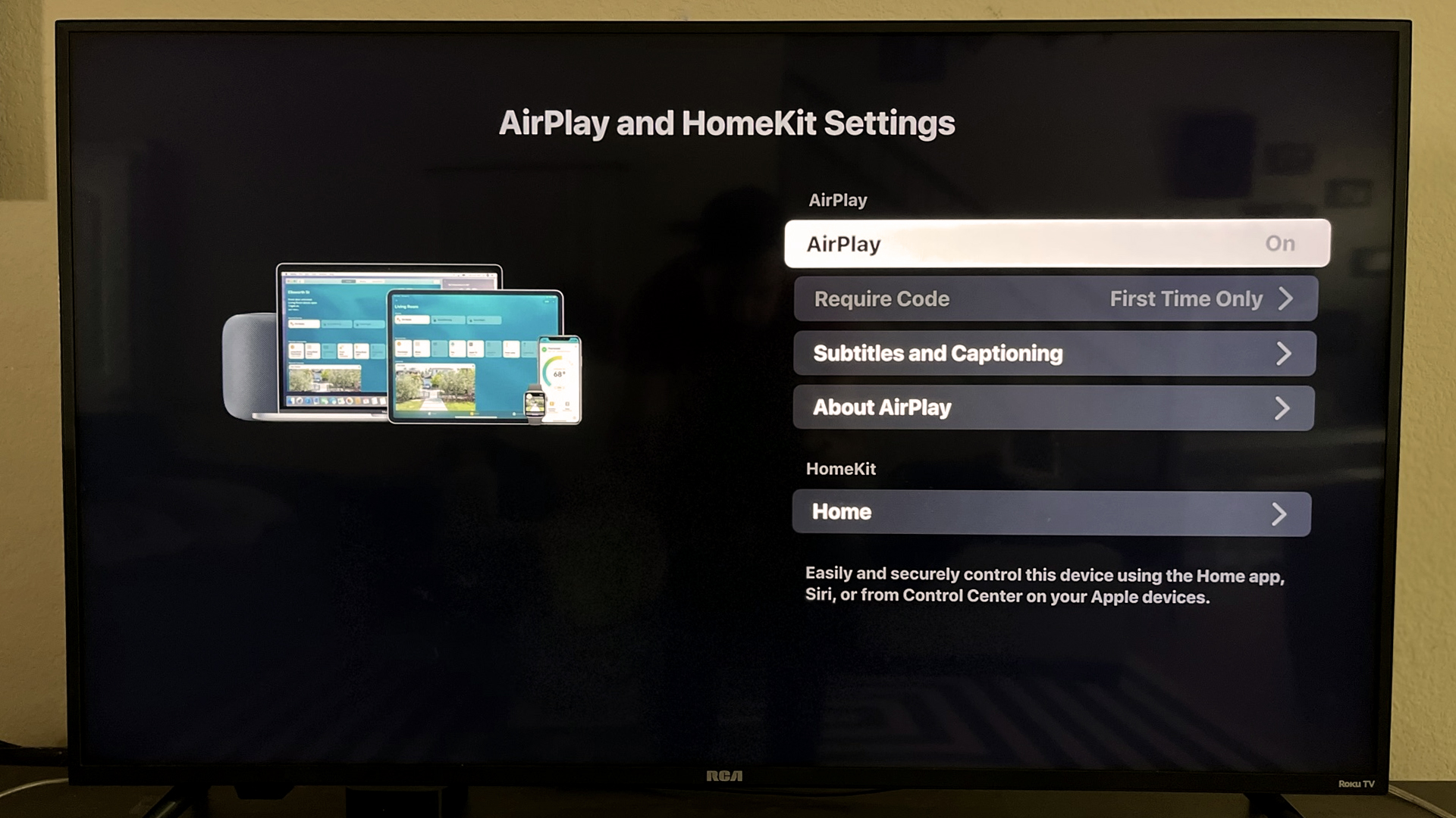 Roku电视上的Airplay和HomeKit设置