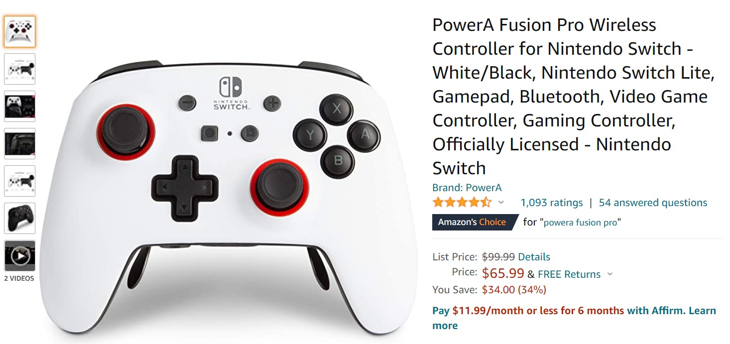 Nintendo Switch Powera Fusion Pro控制器Amazon Deal