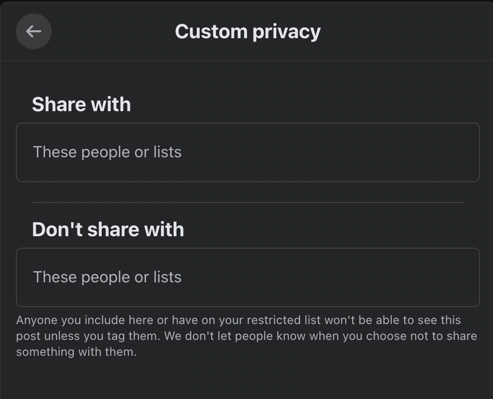 Facebook自定义隐私